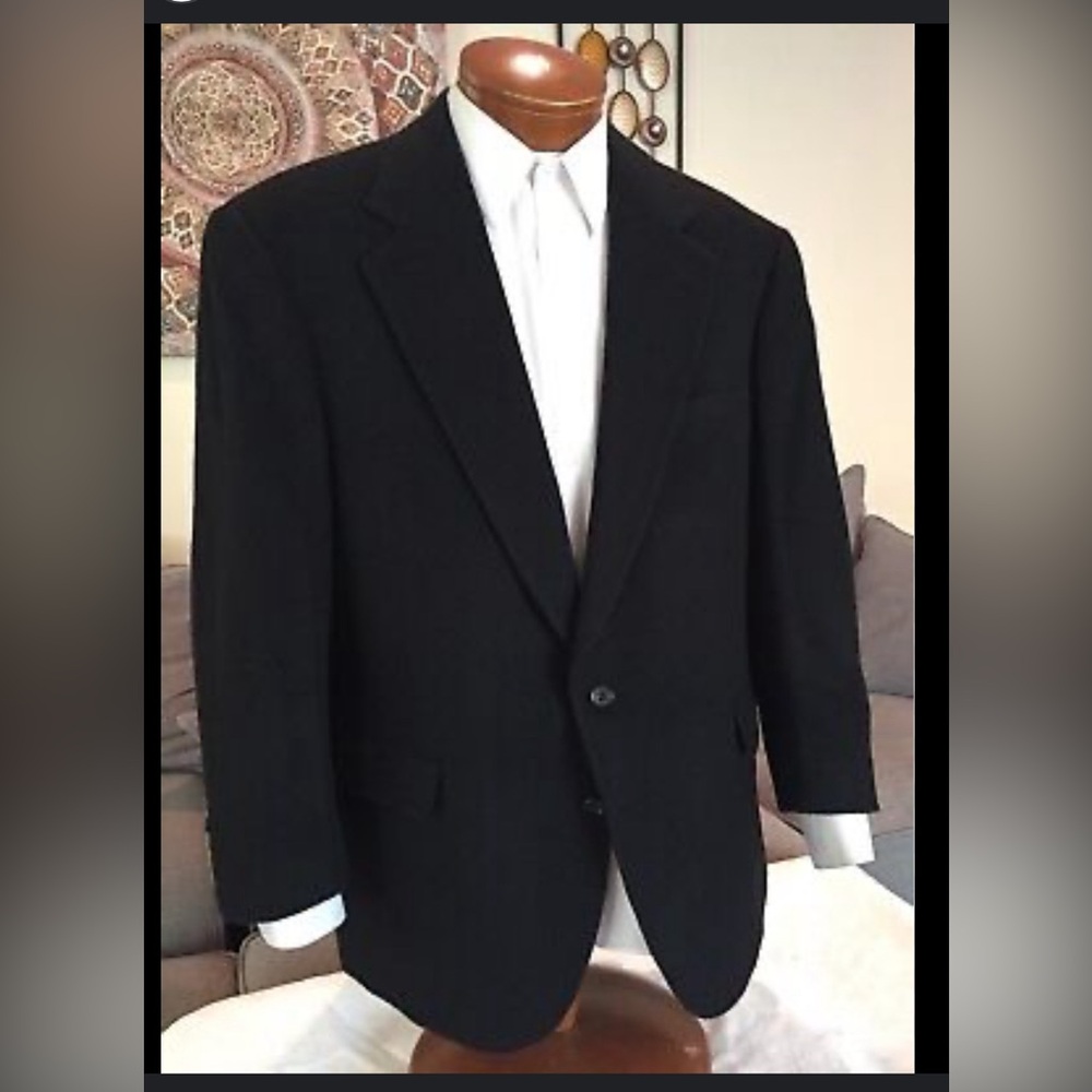 Evan-Picone Mens Black 100% Camel Hair Dress Jacket 42R Professional Wear Euc